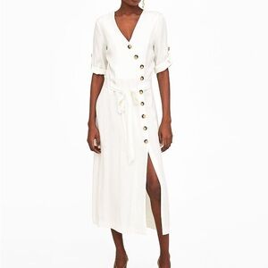Zara button down white maxi dress size S